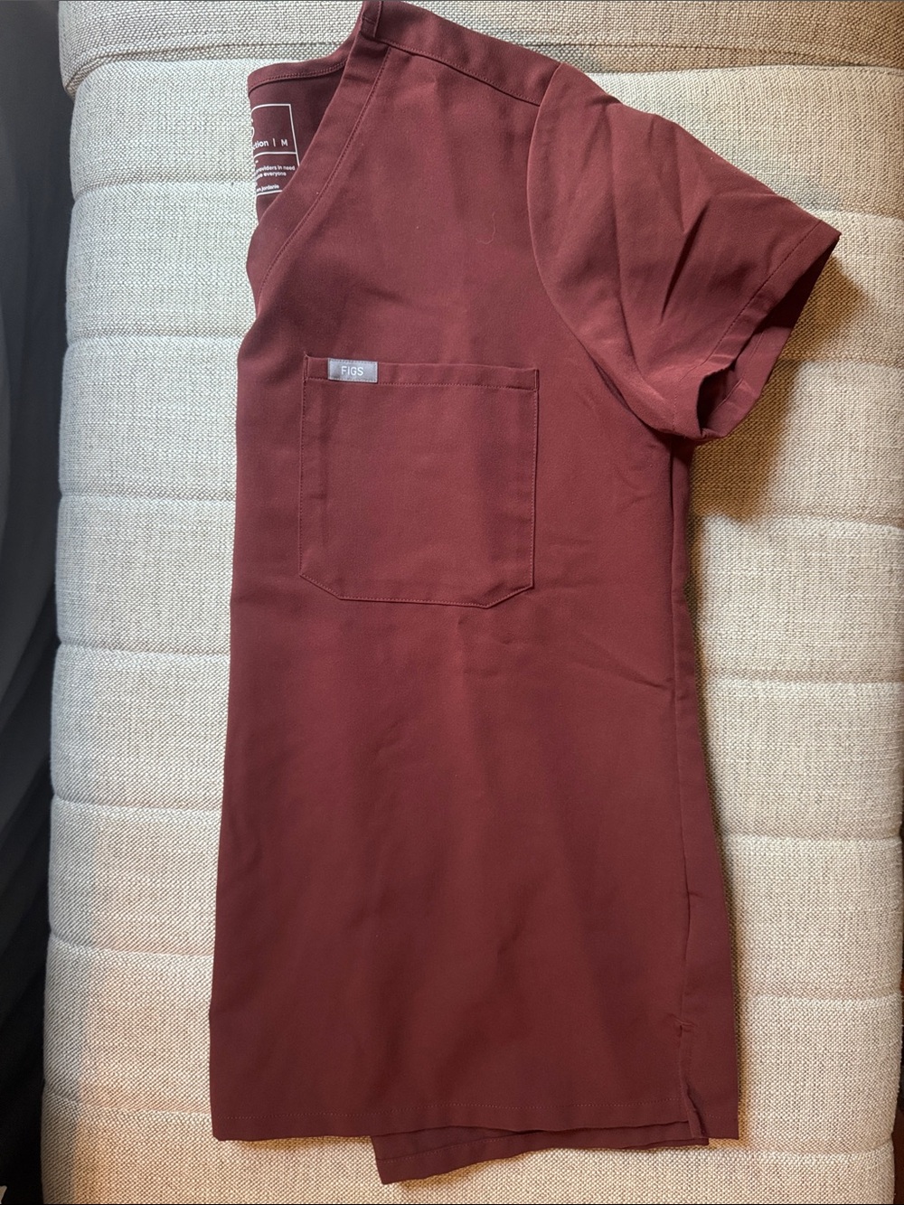 Figs V-Neck One Pocket Scrub Top in Walnut